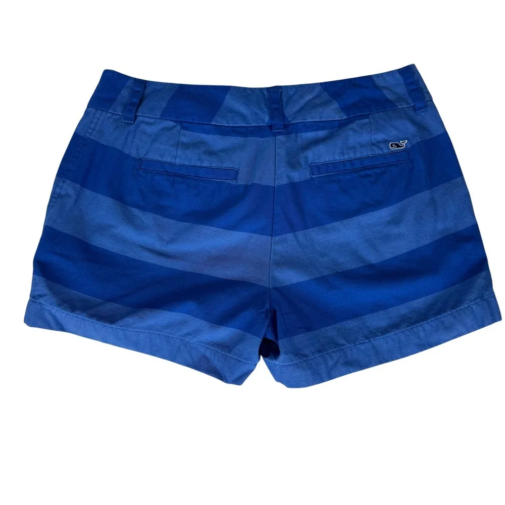 Vineyard Vines Womens Blue Striped Cotton Chino Shorts Size 4 Preppy Nautical